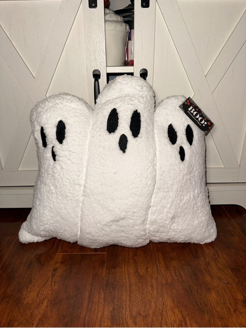 White Plush Ghost Trio Decorative Pillow